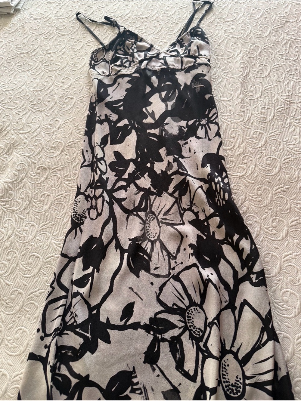 Gucci Black and White Floral Maxi Slip Skirt